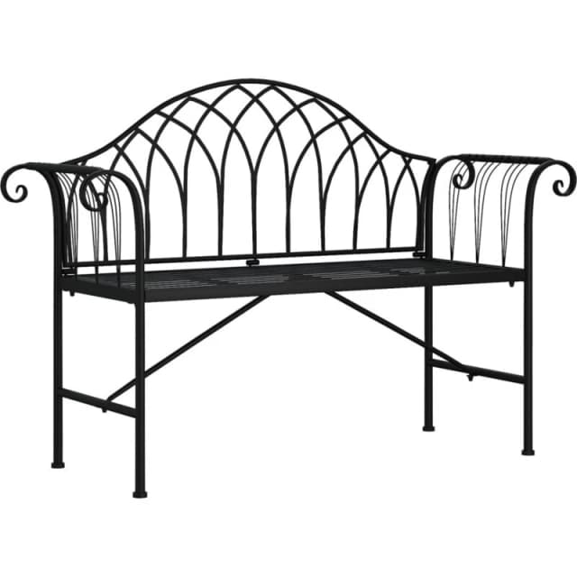 VIDAXL 2-Seater Garden Bench 128cm Black Steel vidaXL 8720286837979