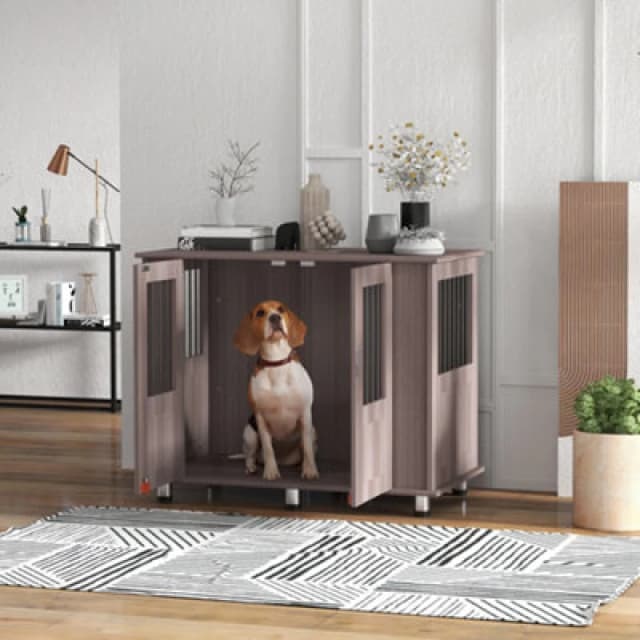 PawHut Dog Crate Kennel Cage - Indoor End Table - Purple - Medium TJ Hughes 5061025091102