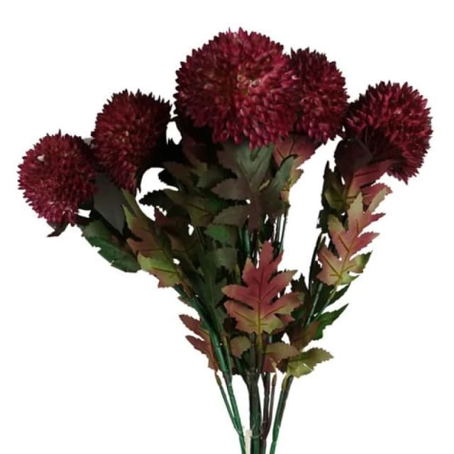 Leaf Pack of 6 x 70cm Large Ball Dahlia Artificial Flower Stem Pink