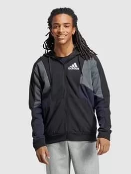 adidas Sportswear Essentials Colorblock Full-Zip Hoodie - Black, Size S, Men