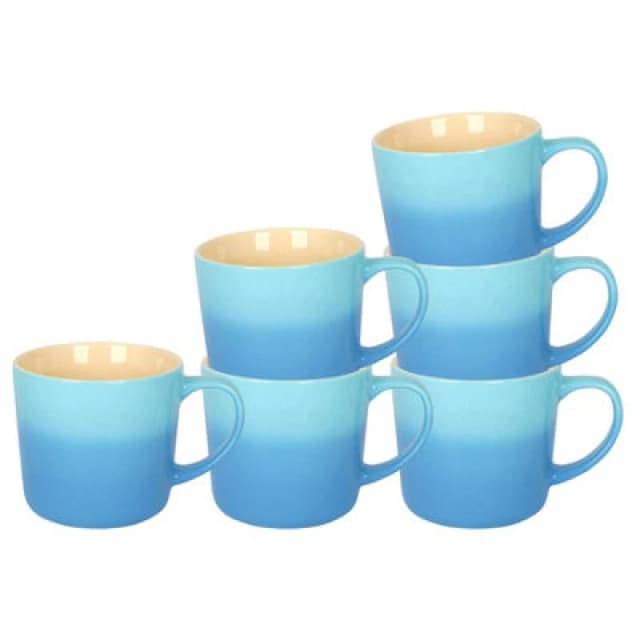 Argon Tableware New Bone China Ombre Mugs - 330Ml - Blue - Pack Of 6