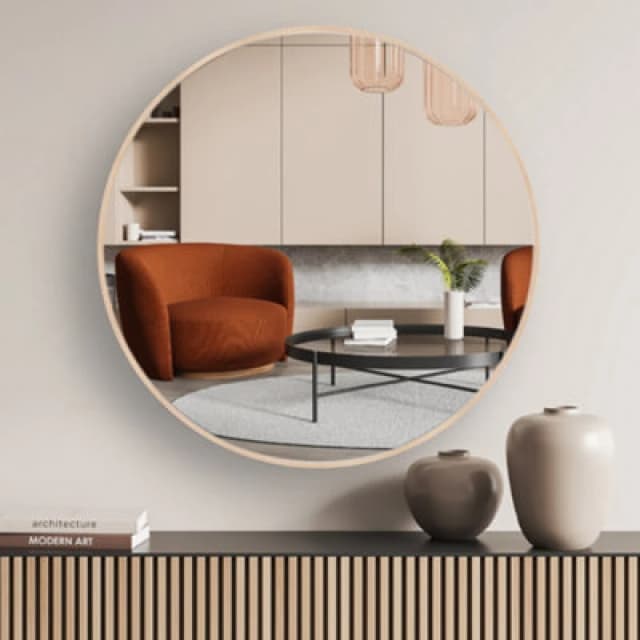 Nielsen Jaron Aluminium Wall Mirror, Round 60Cm - Oak