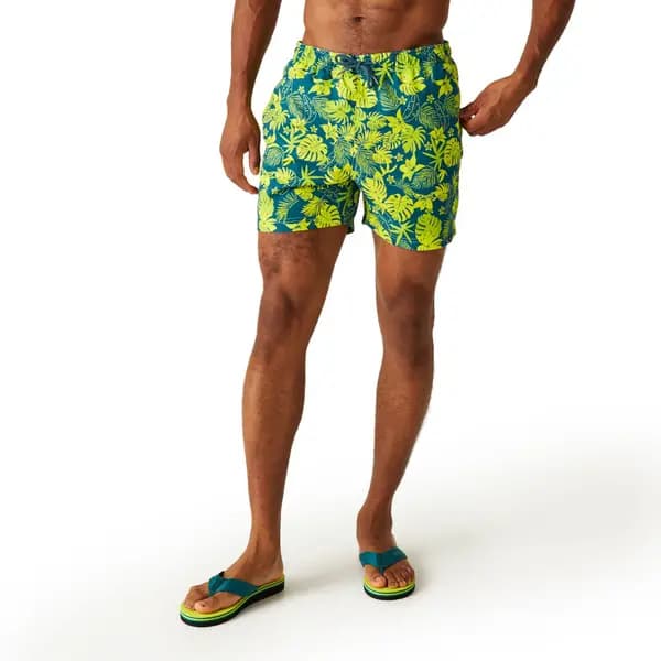 Regatta Mens Loras Adjustable Wicking Summer Swimming Shorts S- Waist 30-32' (76-81cm) Moroccan Blue Hawaiian Print RMM014-L53-S