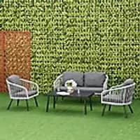 OutSunny Rattan Sofa Set Grey 700 x 760 mm