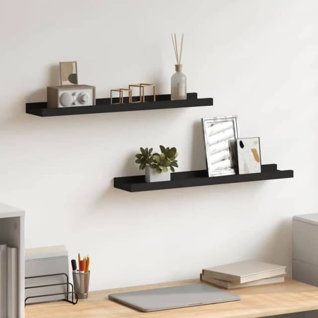 VIDAXL Vidaxl - Picture Frame Ledge Shelves 2 pcs Black 60x9x3cm mdf 8720286075630