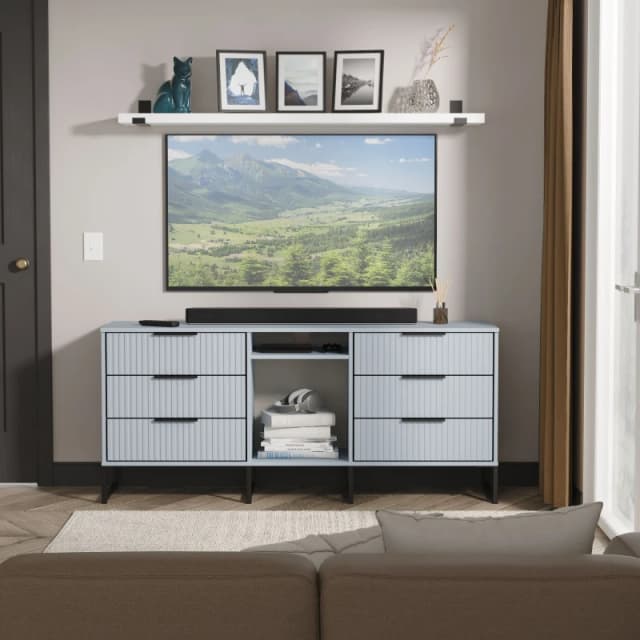 Ready Assembled 2 U Menai 6 Drawer Sideboard (Ready Assembled) in Light Blue Light Blue Unisex