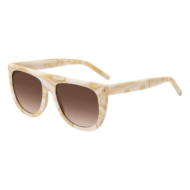 Boss Womens Sq Flat Top Round Sunglasses Pearled Beige female 56 cm