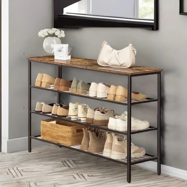 Rafaelo Mobilia 4-Tier Shoe Rack in Brown Brown Unisex