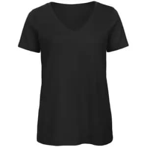 B&C Womens/Ladies Favourite Organic Cotton V-Neck T-Shirt (2XL) (Black)