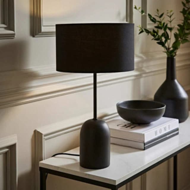 ValueLights ValueLights Kaiden Black Dome Table Lamp with Fabric Drum Lamp Shade Black One Size Unisex 5059406068225