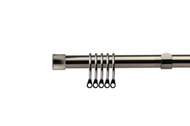 16-19mm Fenton Extendable Metal Curtain Pole Set Black Silk 120-210Cm