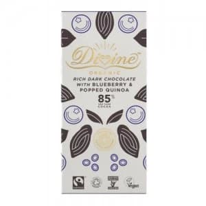 Divine Chocolate Dark 85% Choc Blueberry Quinoa 80g