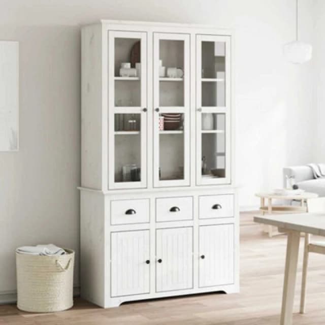 Vidaxl Highborad "bodo" White 115.5X43X200.5cm Solid Wood Pine, White 3206451