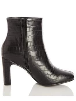 Quiz Black Crocodile Heeled Ankle Boots - 3
