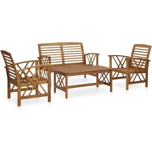 VIDAXL 4 Piece Garden Lounge Set Solid Acacia Wood Vidaxl 8720286207628