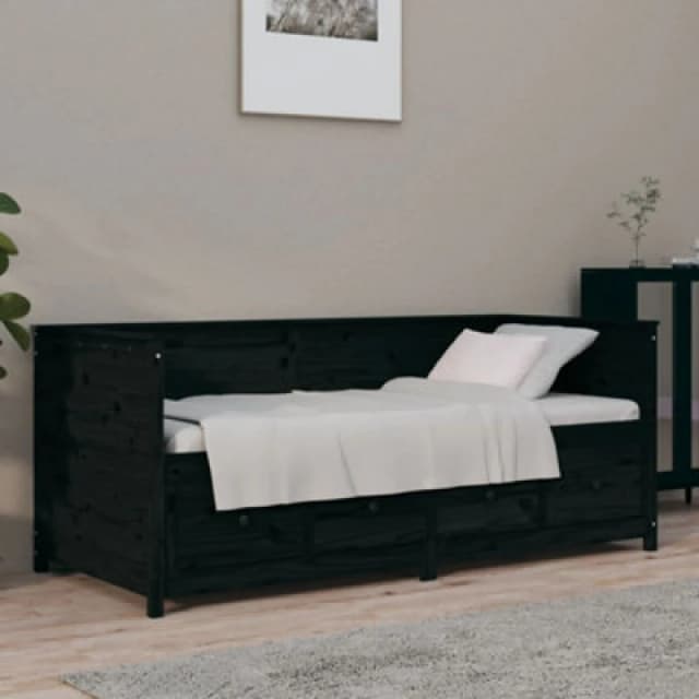 VIDAXL Day Bed without Mattress Black 90x190cm Single Solid Wood Pine Vidaxl 8720287138037