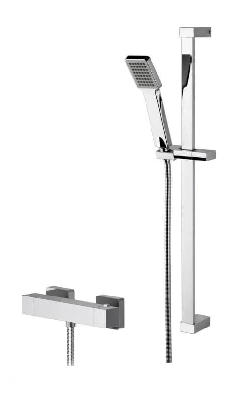 Balterley Thermostatic Bar Valve and Rectangular Slide Rail Kit Shower Chrome Silver unisex