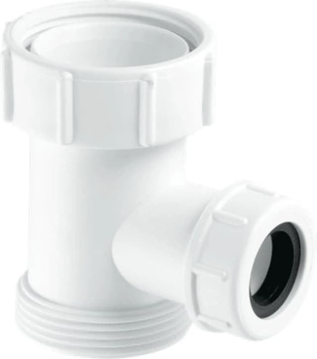 McAlpine V33S-22 Tee Piece 1.5" BSP nut x 1.5" BSP thread x 19/23mm Universal Connection White