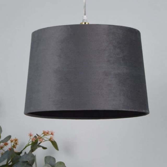 Lighting Collection Charcoal Weave Contemporary Fabric Drum Pendant Light Shade
