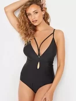 Long Tall Sally Black Strappy Swimsuit, Black, Size 10, Women