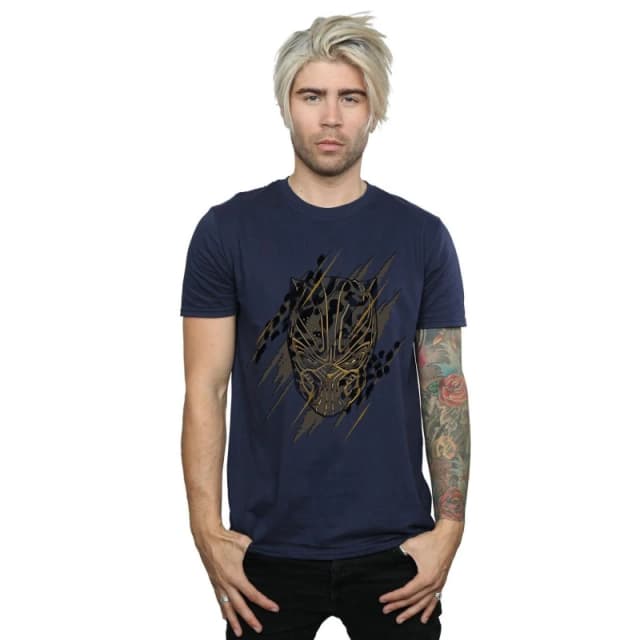 Marvel Marvel Men Black Panther Gold Head T-Shirt in Navy Size: Small Navy S Male 5057736576632