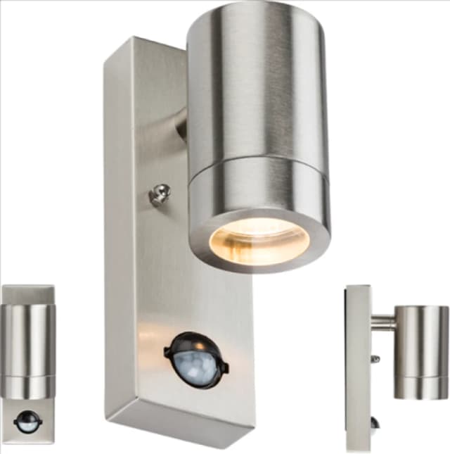 Netlighting Stainless Steel Wall Light with Pir 230V IP44 GU10 Grey
