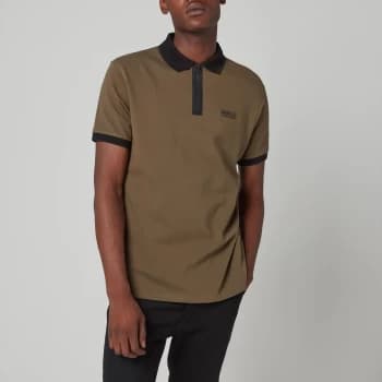 Barbour International Mens Transmission Zip Polo Shirt - Khaki - L