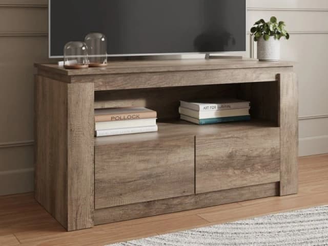 Canyon Oak 2 Drawer TV Unit for TVs up to 44" Light Wood