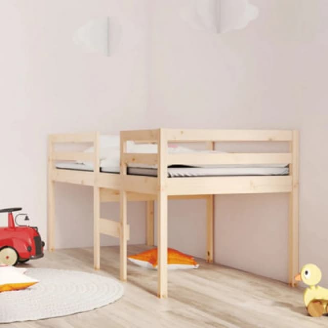 vidaXL High Sleeper Bed 75x190cm 2ft6 Small Single Solid Wood Pine, Brown 821619