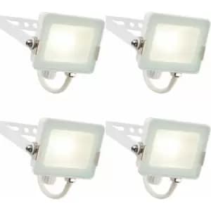 4 pack Outdoor Waterproof LED Floodlight - 10W Cool White LED - Matt White