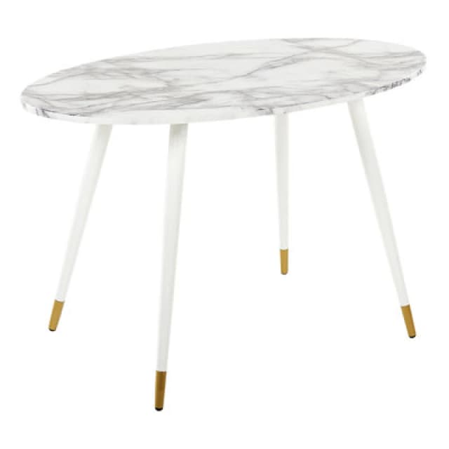 Beliani Dining Table Gutiere White Marble 120 Cm 70 Cm