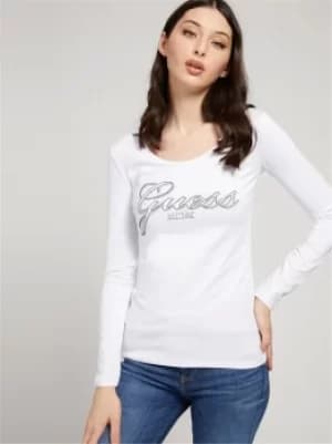 GUESS Women White Cotone Stretch