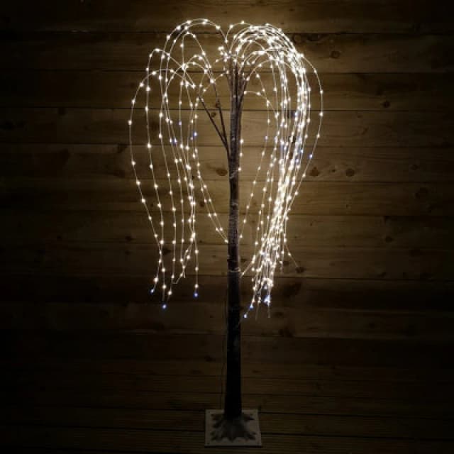 Samuel Alexander 5ft 1.5M Premier Christmas Brown Flocked Staticorflashing 540 LED Willow Tree In White Mix
