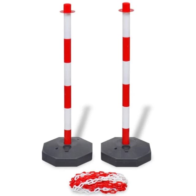 VIDAXL Chain Post Set with 10 m Plastic Chain vidaXL 8718475944140