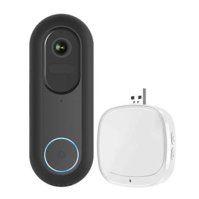 Light Glow 1080P Wired & Wireless Video Doorbell kit with 5200mah battery & USB foldable Chime Black