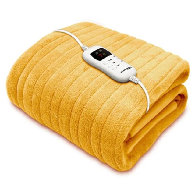 Dreamcatcher Deluxe Electric Throw Heated Double Over Blanket Soft Fleece Variable Heat & Timer Settings Gold