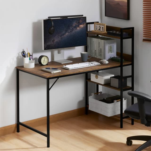 Lassic Vida Designs Brooklyn Computer Desk With 3 Shelves Dark Wood unisex 3 Shelf
