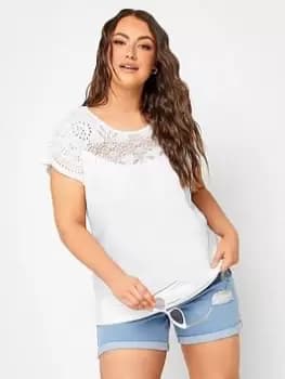 Yours Crochet T-Shirt - White, Size 16, Women