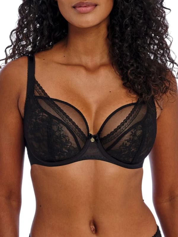Freya Womens Sydnie High Apex Plunge Bra in Black Size: 30E Black Female 30E
