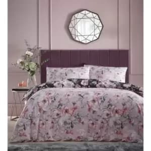 Eden Floral Duvet Cover Set Lilac Pink Kingsize Bedding Set - Pink - Portfolio Home