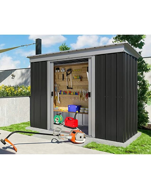 8' x 4' Yardmaster Castleton Anthracite Pent Metal Shed (2.38m x 1.19m)