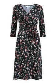 Yumi Black Floral 'Erica' Wrap Dress - 8