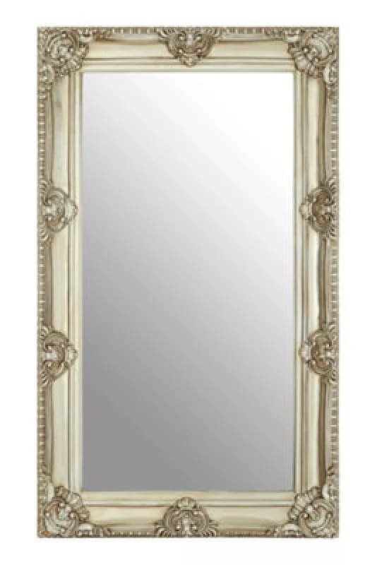 Orsina Stately Design Champagne Bead And Reel Wall Mirror, Grand Slim Mirror, Versatile Display Hallway Mirror