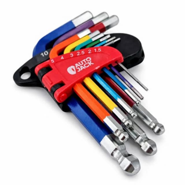 Autojack Mini Ball End Allen Hex Key Set 9Pc Multi Coloured Tools Multi unisex