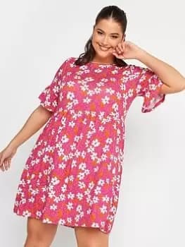 Yours Smock Floral Tunic Dress - Pink, Size 18, Women