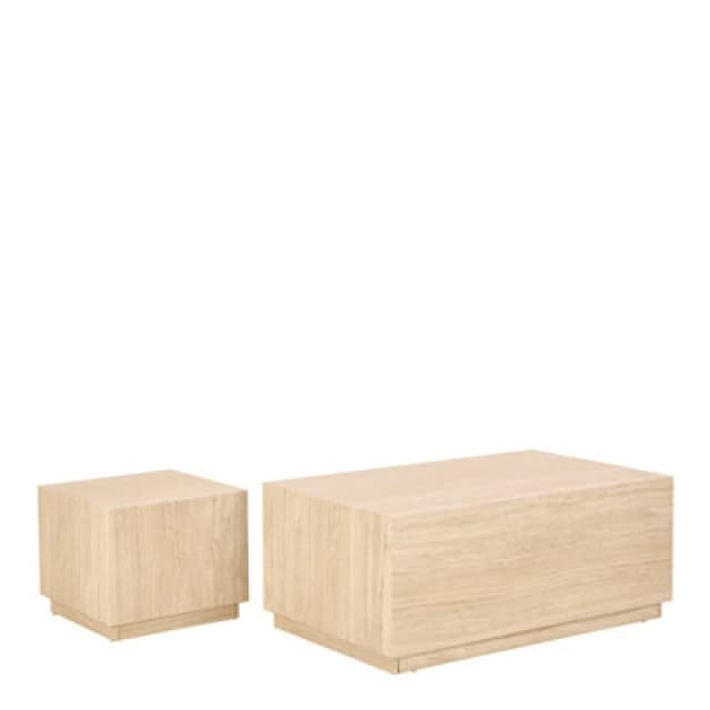 Furniture To Go Dice Square And Rectangular Coffee Table Set Of 2 In Travertine Rough Paper Effect