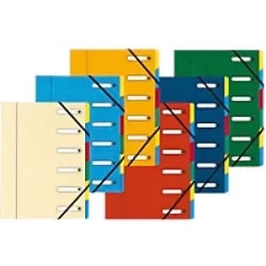 Exacompta Multipart File Harmonika A4, 6 Sections, Assorted, Pack of 8