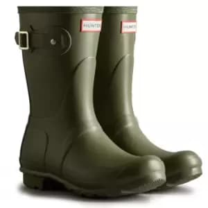 Hunter Womens Original Short Wellington Boots Olive Leaf UK 5