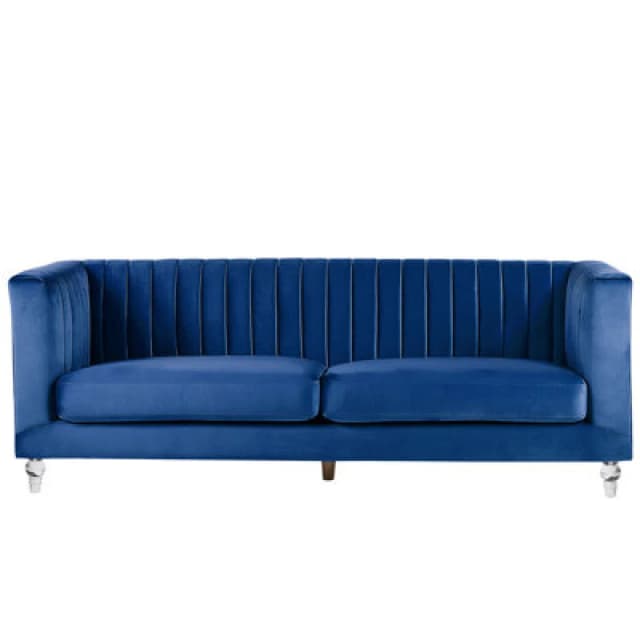 Beliani Sofa 3 Seater Arvika Velvet Navy Blue