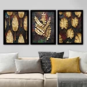 3SC28 Multicolor Decorative Framed Painting (3 Pieces)